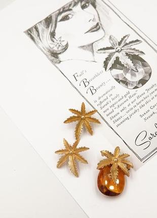 Набор ананас винтаж sarah coventry клипсы брошь