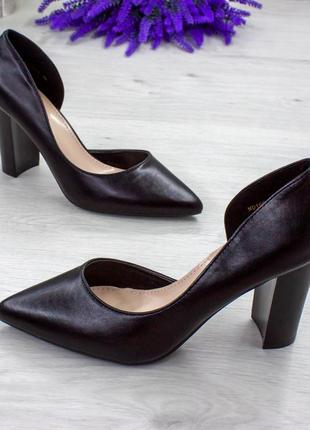 Стильные черные туфли на каблуке, на каблуках черные женские - женская обувь на лето2 фото