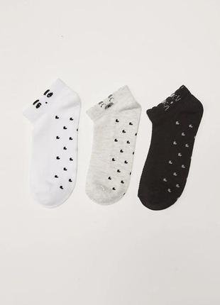 36-38/39-40 р нові фірмові жіночі короткі шкарпетки набір комплект 3 пари мордочки lc waikiki