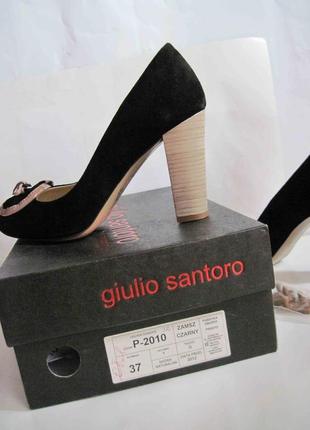 Новые черные туфли р. 37 натуральная замша giulio santoro замшевые4 фото