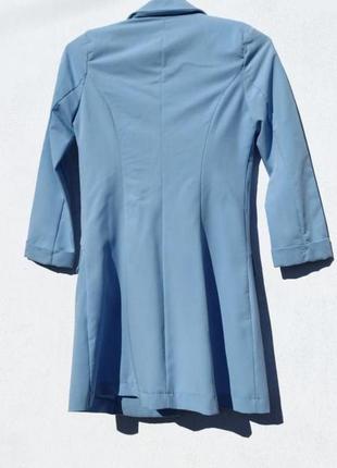 Пиджак женский длинный голубой2 фото