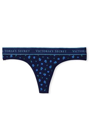 Трусики синие хлопковые стринги оригинал victoria’s secret3 фото