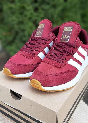 Жіночі бордові замшеві кросівки з сіткою release adidas iniki 🆕 адідас інікі7 фото