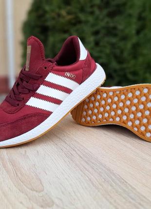 Жіночі бордові замшеві кросівки з сіткою release adidas iniki 🆕 адідас інікі6 фото