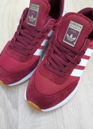 Жіночі бордові замшеві кросівки з сіткою release adidas iniki 🆕 адідас інікі2 фото