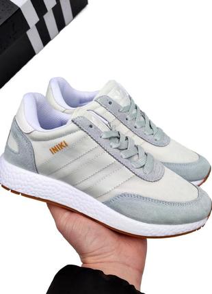 Жіночі бірюзові замшеві кросівки з сіткою adidas iniki 🆕 адідас інікі