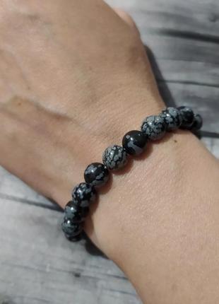 Брасоэт из натур. камня снежного обсидиана на зуда ручку