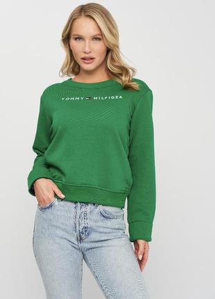 Зеленый свитшот casual tommy