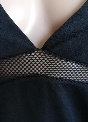 Новое с биркой черное платье с сеткой на тонких бретелях new look (к109)6 фото