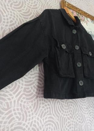 Модный черный джинсовый пиджак куртка1 фото