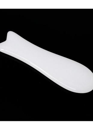 Масажер кам'яний гуа ша "риба" білий нефрит