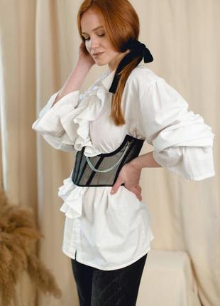 Черный подгрудный корсет с цепочкой из корсетной сетки