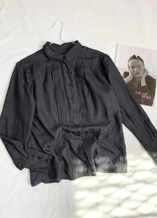 Рубашка, блуза, шелковая, натуральный шелк, черная, базовая, kapalua2 фото