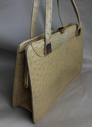 Винтажная кожаная сумка elbief england 50-60-е годы натуральная кожа с тиснением под страуса винтаж раритет антиквариат под реставрацию ремонт
