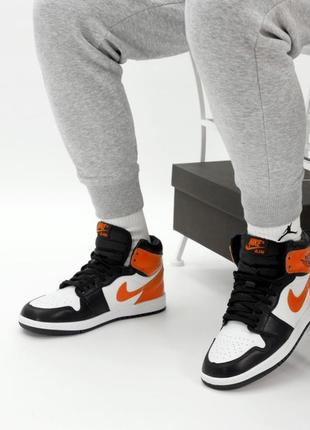 Кросівки nike air jordan 1 retro white black orange3 фото