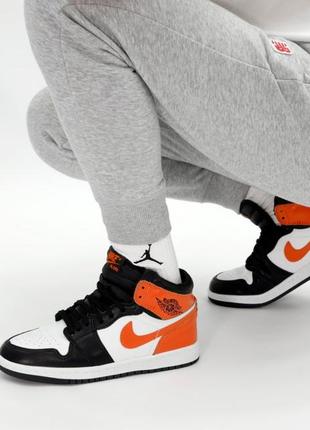 Кросівки nike air jordan 1 retro white black orange5 фото