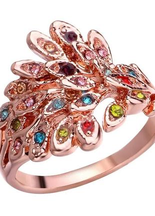Модное кольцо 17 р с разноцветными камнями