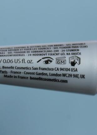 Прозрачный фиксирующий гель для бровей 24-hr / 24-hour brow setter gel (benefit) мини...
