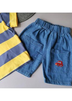 Комплект летний 80 - 110 см шорты джинсовые и футболка костюм набор на лето3 фото