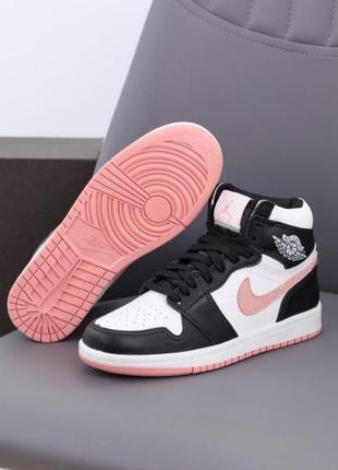 Кросівки nike air jordan 1 retro white black pink