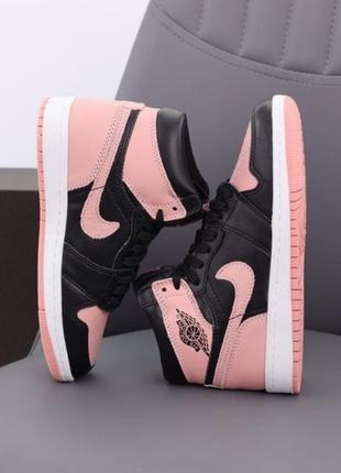 Кроссовки nike air jordan 1 retro black pink1 фото