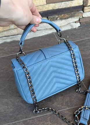 Маленькая женская сумочка клатч ysl люкс качество, минисумка на плечо голубой3 фото