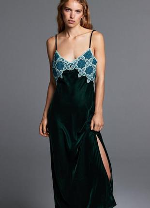 Сарафан, плаття, сукня з мереживом zara, розмір м