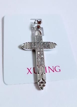 Крестик с цирконием в два ряда xuping