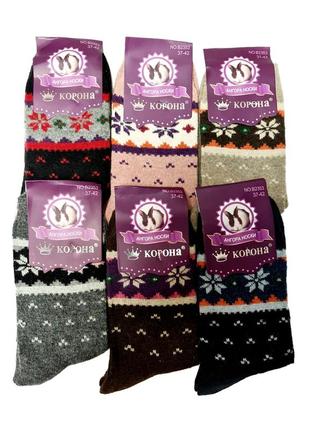 Ангорові жіночі шкарпетки з оленями1 фото