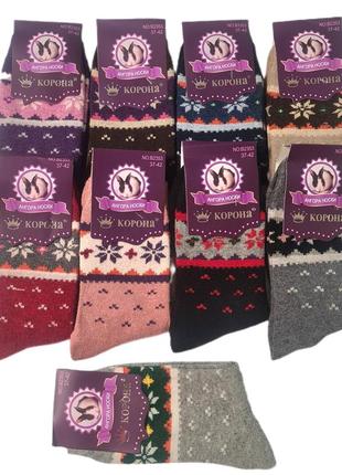 Ангорові жіночі шкарпетки з оленями6 фото