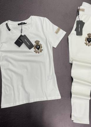 💙есть наложка 💙exclusive 1:1, женский летний спортивный костюм стиля "dolce&gabbana"❤️ футболка+легінси