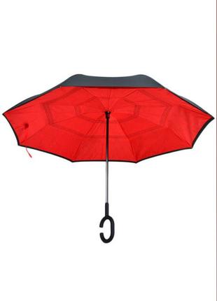 Красный зонт обратного сложения up-brella *зонт наоборот*3 фото