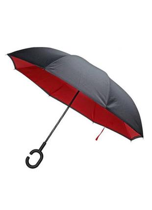 Красный зонт обратного сложения up-brella *зонт наоборот*2 фото