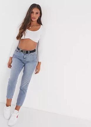 Укороченный топ asos petite, кроп топ с длинными рукавами, белый топ2 фото