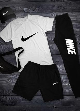 Трендовый комплект nikeпланетный костюм футболка + шорты найк