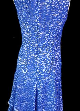 Синее платье с гипюром двойное2 фото