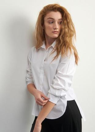 Біла базова бавовняна сорочка madeleine, класична рубашка, базова блуза, брендова рубашка