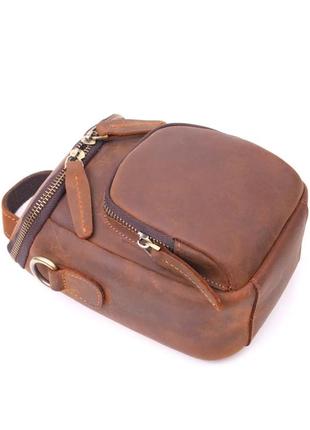 Компактна чоловіча сумка шкіряна коричнева4 фото