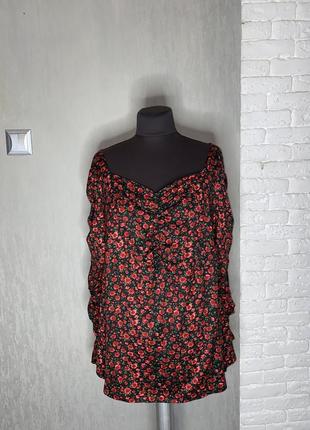 Трикотажная блуза блузка в цветочный принт большого размера батал simply be, xxxl 56-58р1 фото