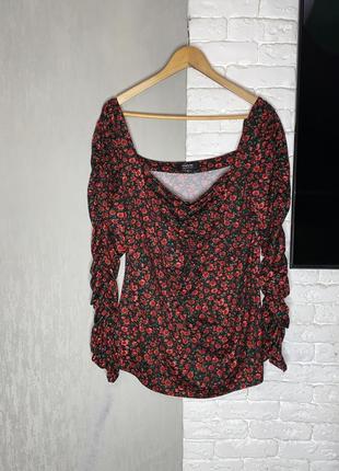Трикотажна блуза блузка у квітковий принт великого розміру батал simply be , xxxl 56-58р3 фото