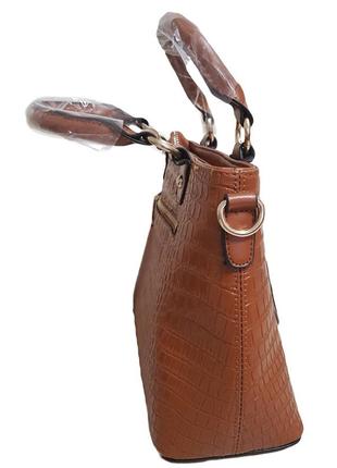 Женская коричневая сумка под кожу крокодила4 фото