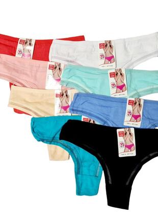 Бавовняні жіночі стринги попереду з гіпюром