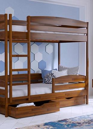 Деревянная двухэтажная кровать дуэт плюс из бука. двухъярусная подростковая кровать