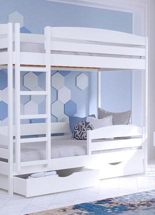 Деревянная двухэтажная кровать дуэт плюс из бука. двухъярусная подростковая кровать