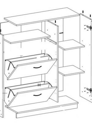 Обувница, шкаф обувной в белом цвете. тумба для обуви т-5.6 фото