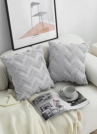 Наволочка декоративная на подушку стильный чехол на подушку современная дизайнерская наволочка 45*45,  зигзаг1 фото