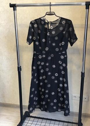 Новое универсальное черное элегантное шифоновое платье1 фото
