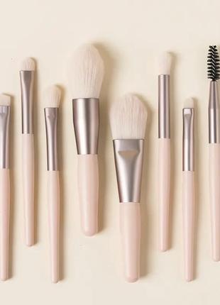 Набор кистей для макияжа бежевые кисть для нанесения пудры румян тонального крема...