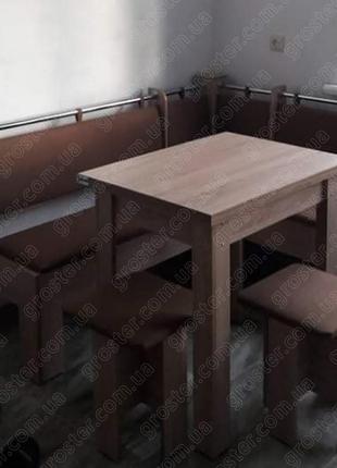 Кухонний куточок гетьман з розкладним столом і табуретами3 фото