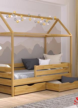 Дитяче дерев'яне ліжко будиночок аммі з бука4 фото